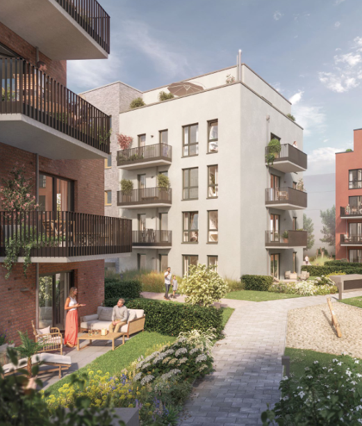 Visualisierung des Neubauprojekts Nordlicht in Norderstedt mit Balkonfassade